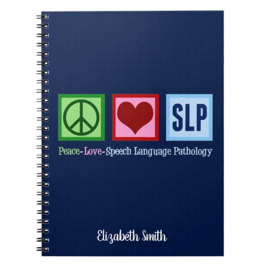 Peace Love Speech Language Pathology SLP Custom Notitieboek (Voorkant)