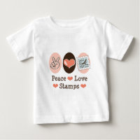 Peace Love Stamps Postage Stamp Baby T shirt