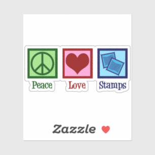 Peace Love Stamps   Stempelverzamelaar Sticker
