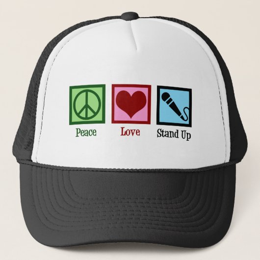 Peace Love stand-up Comedy Trucker Pet (Voorkant)