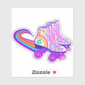 Peace Love Sticker Vintage Rainbow Roller Skate (Feuille)