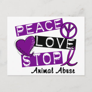 PEACE LOVE STOP Animal Misbruik Briefkaart