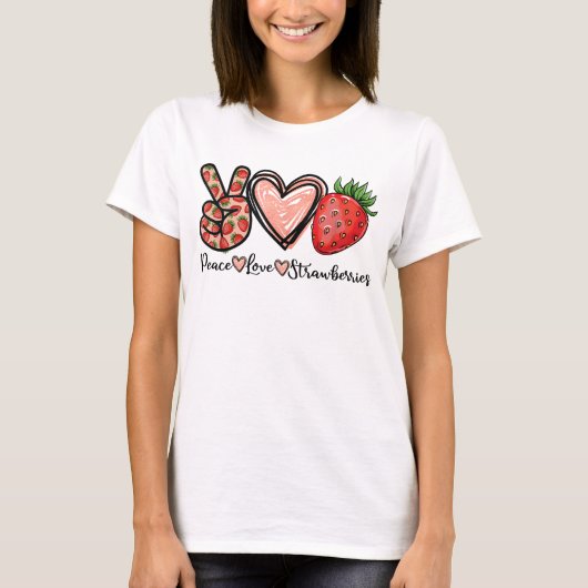 Peace Love Strawberry Farmer Strawberries Lover T-shirt (Voorkant)