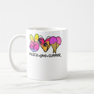 Peace Love Summer Ice Cream Beach Vacation Koffiemok