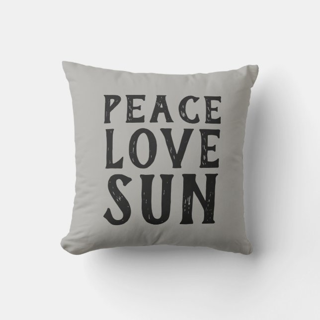 PEACE LOVE SUN-typografie | Buitenkussen (Voorkant)