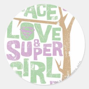 Peace Love & Supergirl Power Ronde Sticker