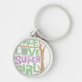 Peace Love & Supergirl Power Sleutelhanger (Voorkant)