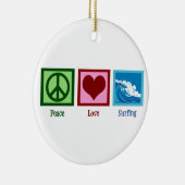 Peace Love Surfing Keramisch Ornament (Rechts)