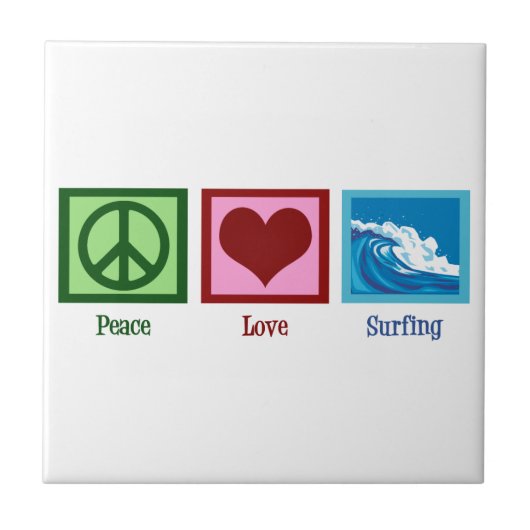 Peace Love Surfing Tegeltje (Voorkant)