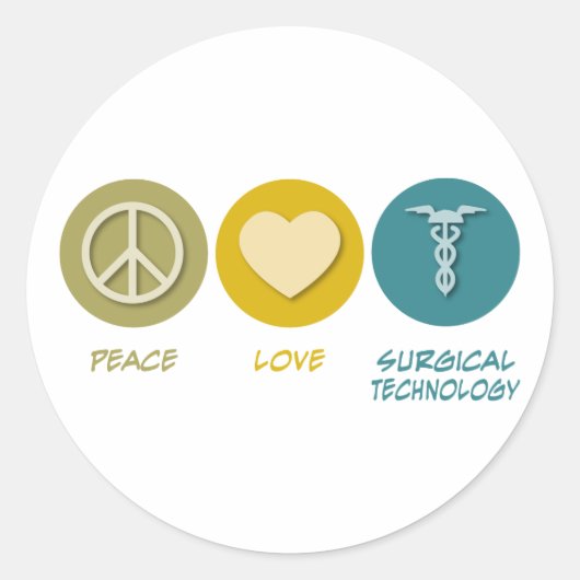 Peace Love Surgical Technologie Ronde Sticker (Voorkant)