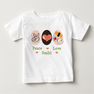 Peace Love Sushi Baby Long hoeve Tee Shirt
