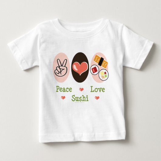 Peace Love Sushi Baby Long hoeve Tee Shirt (Voorkant)
