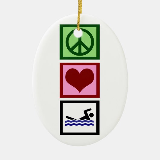 Peace Love Swim Keramisch Ornament (Voorkant)