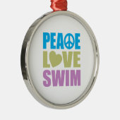 Peace Love Swim Metalen Ornament (Rechts)
