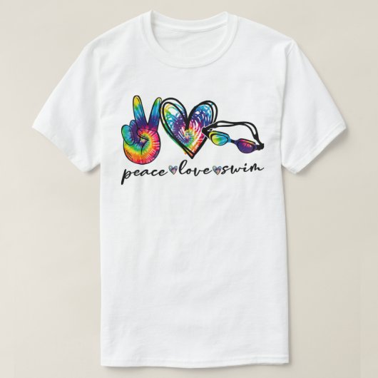 Peace Love Swim Tie Dye Swimmer Swimming Gifts Sum T-shirt (Design voorkant)