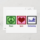 Peace Love Swimming Briefkaart (Voorkant / Achterkant)