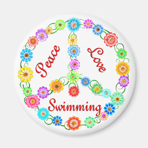 Peace Love Swimming Magneet
