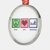 Peace Love Swimming Metalen Ornament (Links)