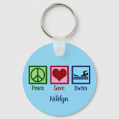 Peace Love Swimming Sleutelhanger (Achterkant)