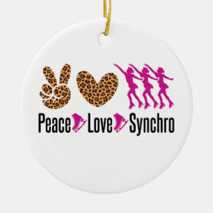Peace Love Synchro Synchronized Skating Keramisch Ornament