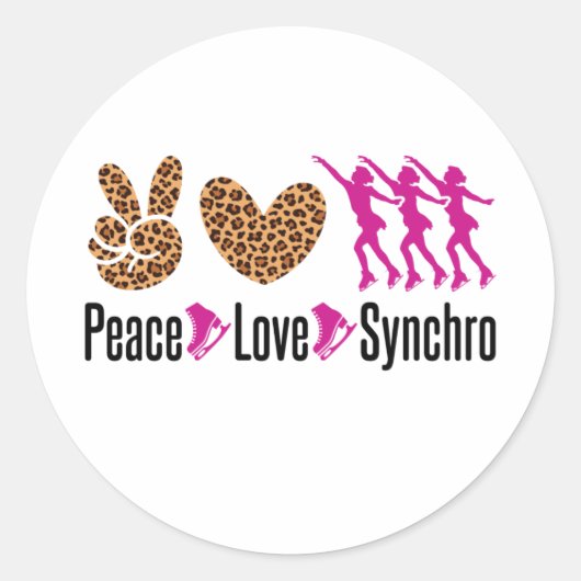 Peace Love Synchro Synchronized Skating Ronde Sticker (Voorkant)