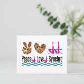 Peace Love Synchro Synchronized Swimming Artistic Briefkaart (Staand voorkant)