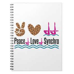 Peace Love Synchro Synchronized Swimming Artistic Notitieboek
