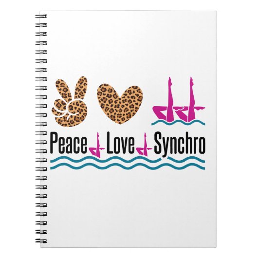 Peace Love Synchro Synchronized Swimming Artistic Notitieboek (Voorkant)