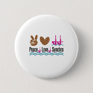 Peace Love Synchro Synchronized Swimming Artistic Ronde Button 5,7 Cm