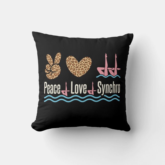 Peace Love Synchro Synchronized Swimming Kussen (Voorkant)