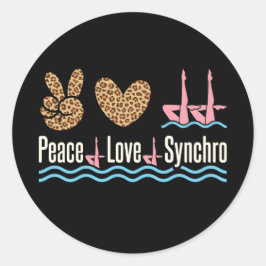 Peace Love Synchro Synchronized Swimming Ronde Sticker