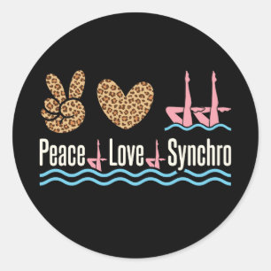Peace Love Synchro Synchronized Swimming Ronde Sticker