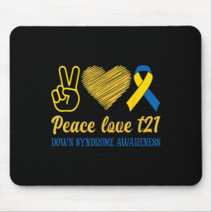 Peace Love T21 Blue Yellow Ribbon Down Syndrome Muismat