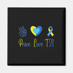Peace Love T21 Blue Yellow World Down Syndrome Day Magneet