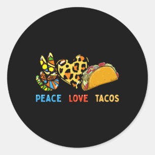Peace Love Tacos Cute Taco Dinsdag Mexicaans voeds Ronde Sticker