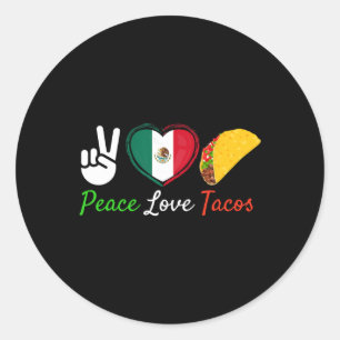Peace Love Tacos Schattige Taco Cinco de Mayo Mexi Ronde Sticker