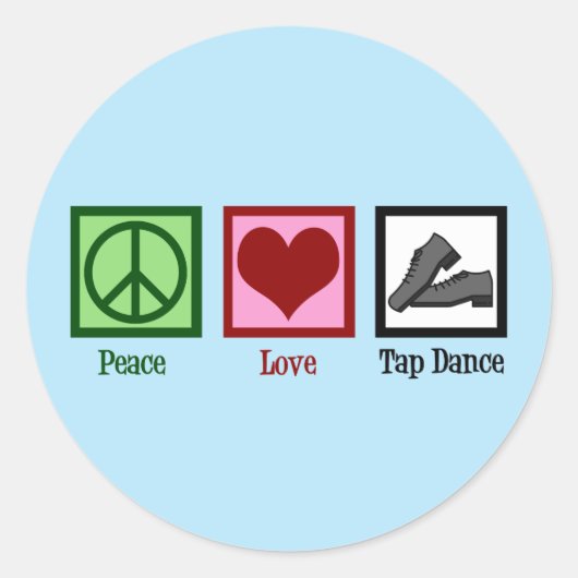 Peace Love Tap Dance Ronde Sticker (Voorkant)