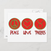Peace Love Taurus Briefkaart (Voorkant / Achterkant)