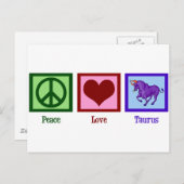 Peace Love Taurus Briefkaart (Voorkant / Achterkant)
