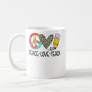 Peace Love Teach Leopard Teacher Terug naar school Koffiemok