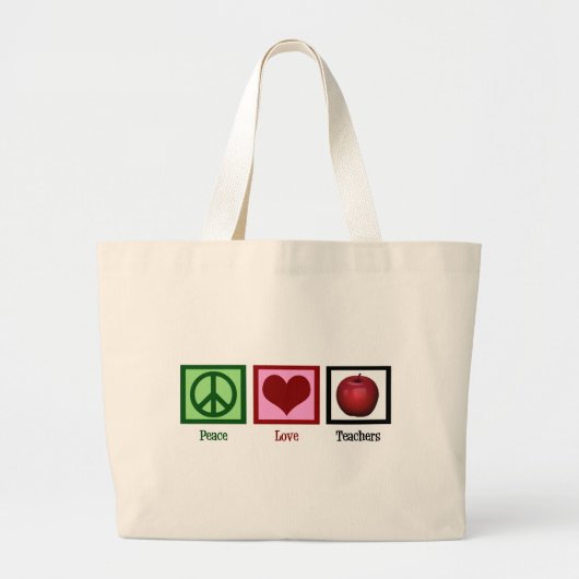 Peace Love Teachers Grote Tote Bag (Voorkant)