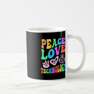  PEACE LOVE TECHNOLOGIE Retro Computer Teach Koffiemok