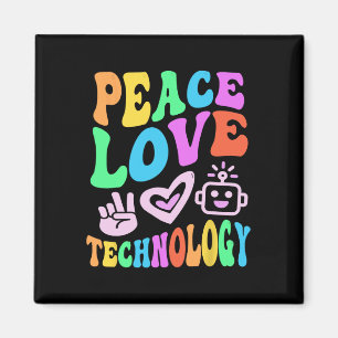 PEACE LOVE TECHNOLOGIE Retro Computer Teach Magneet