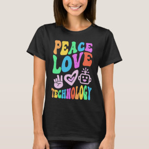  PEACE LOVE TECHNOLOGIE Retro Computer Teach T-shirt