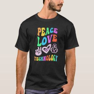 PEACE LOVE TECHNOLOGIE Retro Computer Teacher Groo T-shirt