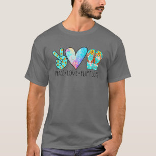Peace Love Teenslippers Beach Vibes Summer Vacking T-shirt