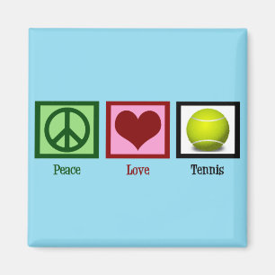 Peace Love Tennis Blue Magneet