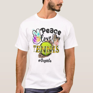 Peace Love Tennis Gigi Life Ma Grandma Leopard T-shirt