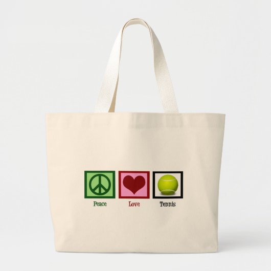 Peace Love Tennis Grote Tote Bag (Voorkant)