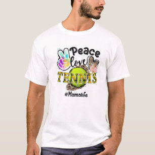 Peace Love Tennis Mama Life Ma Grandma Leopard T-shirt